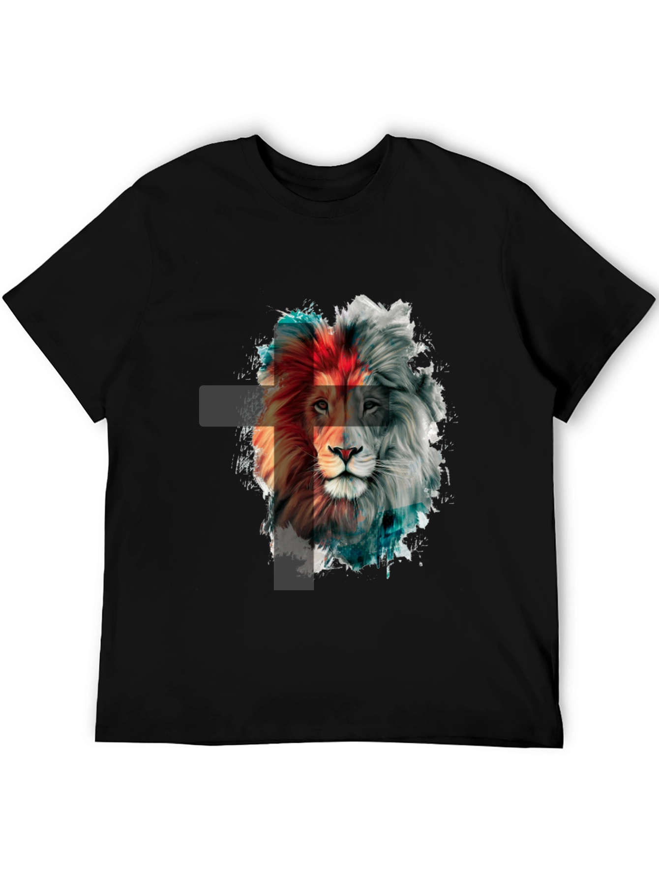 Lion Graphic Print Mens Black T-Shirt
