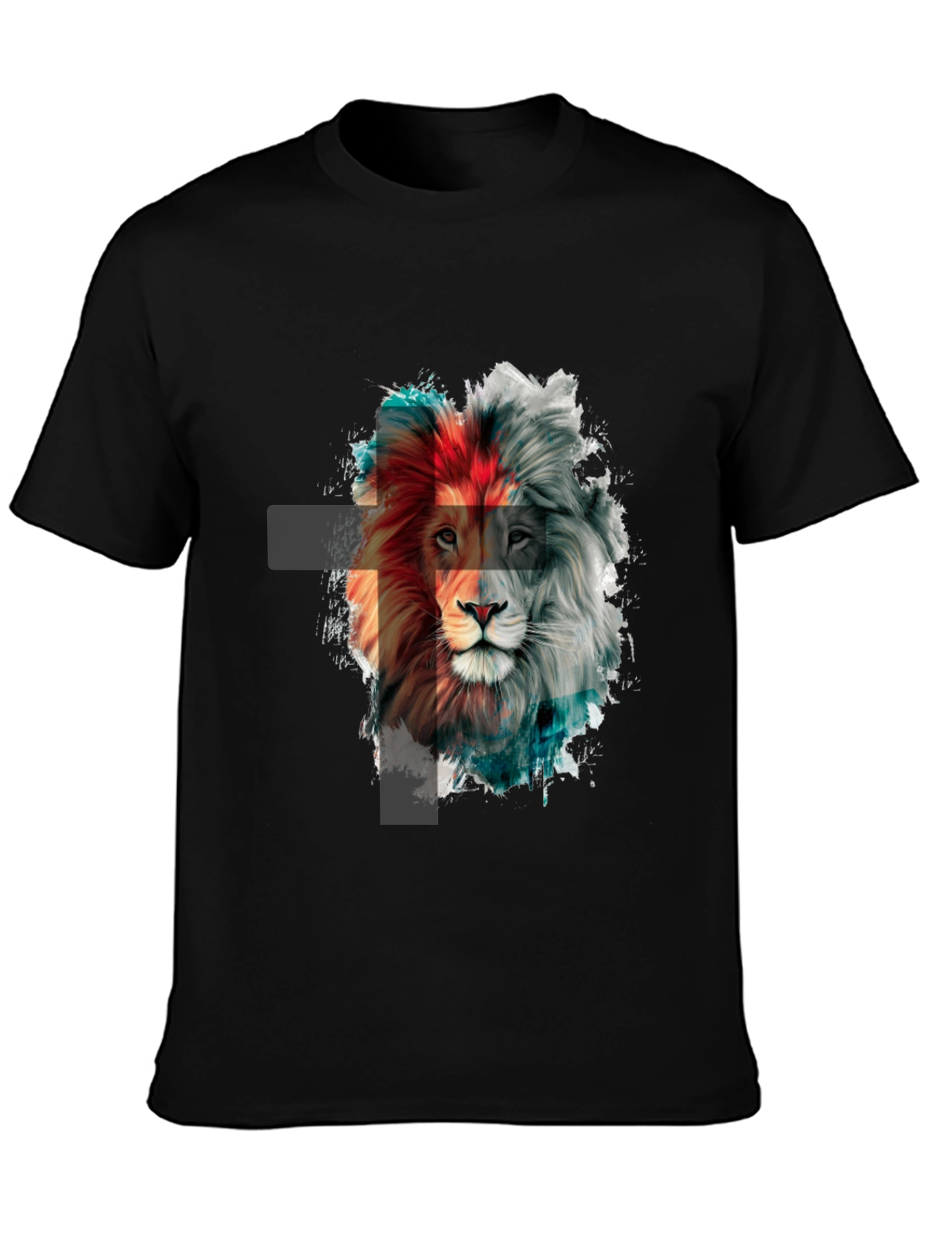 Lion Graphic Print Mens Black T-Shirt