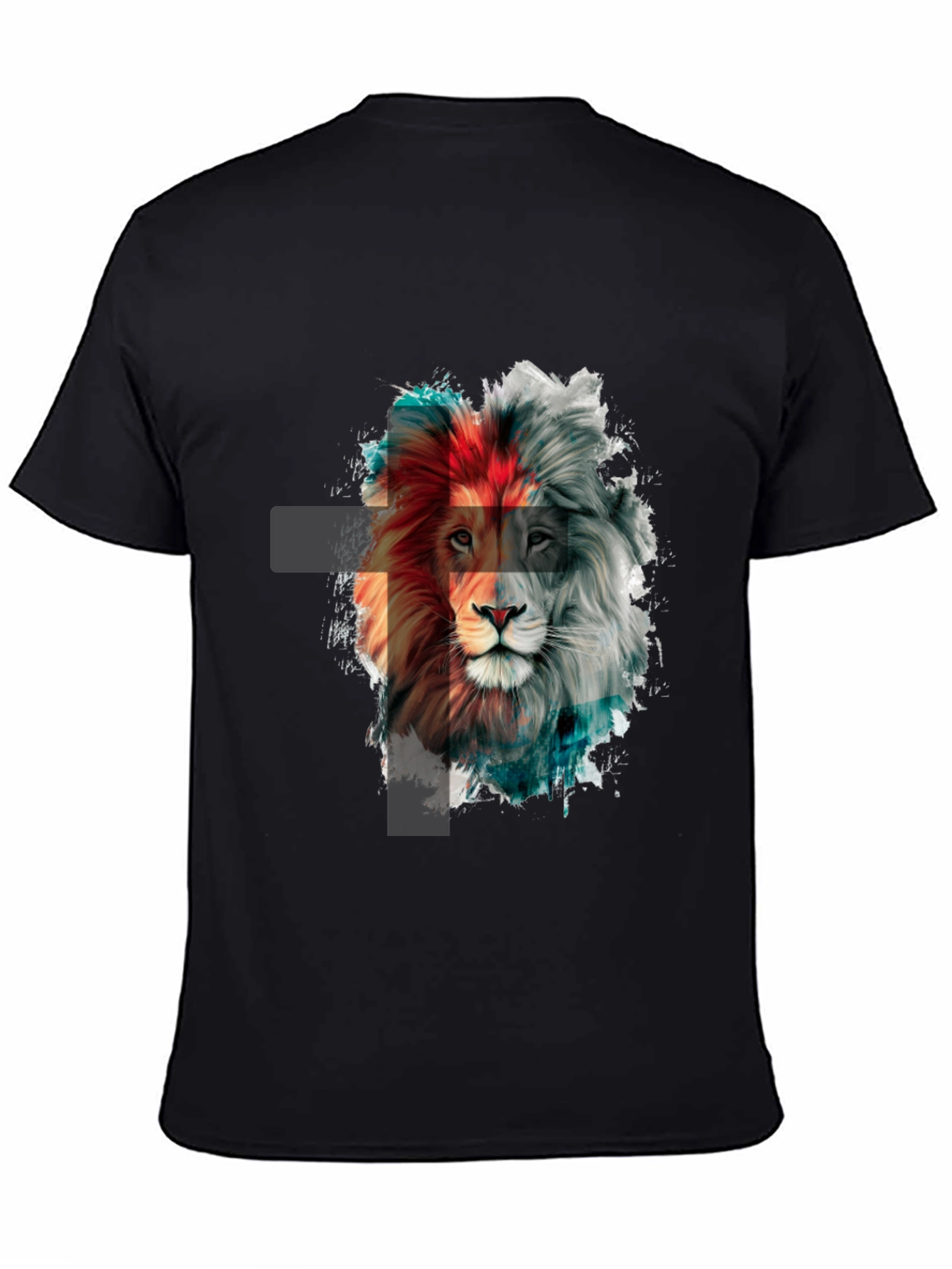 Lion Graphic Print Mens Black T-Shirt