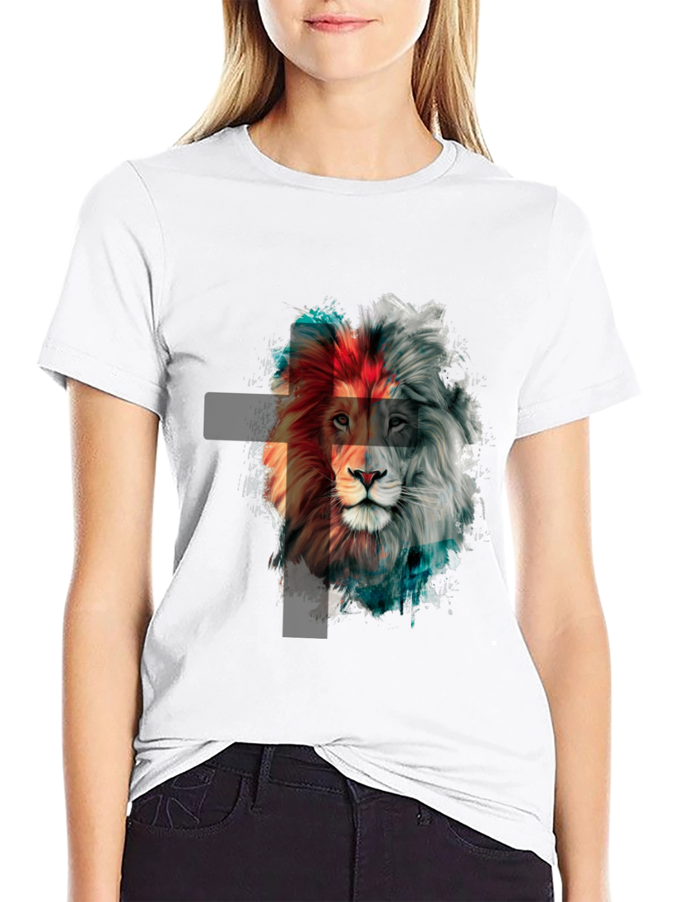 Lion Graphic Print Mens Black T-Shirt
