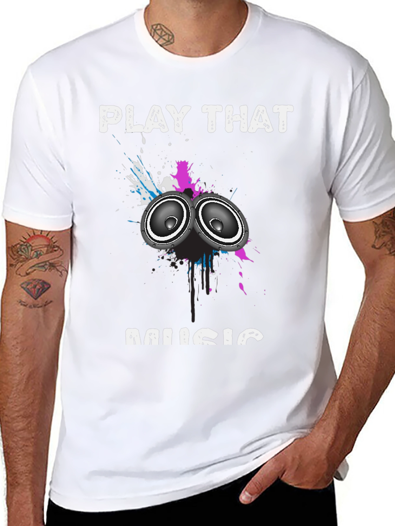 Play That Music Graphic Tee - Black Cotton Blend