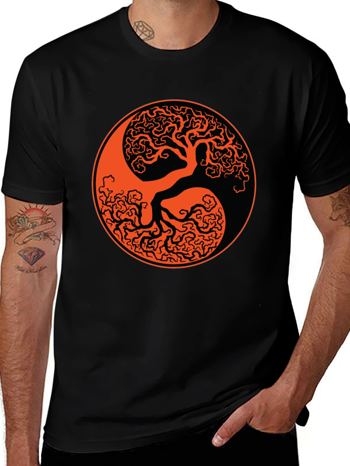 Yin Yang Tree Black T-Shirt
