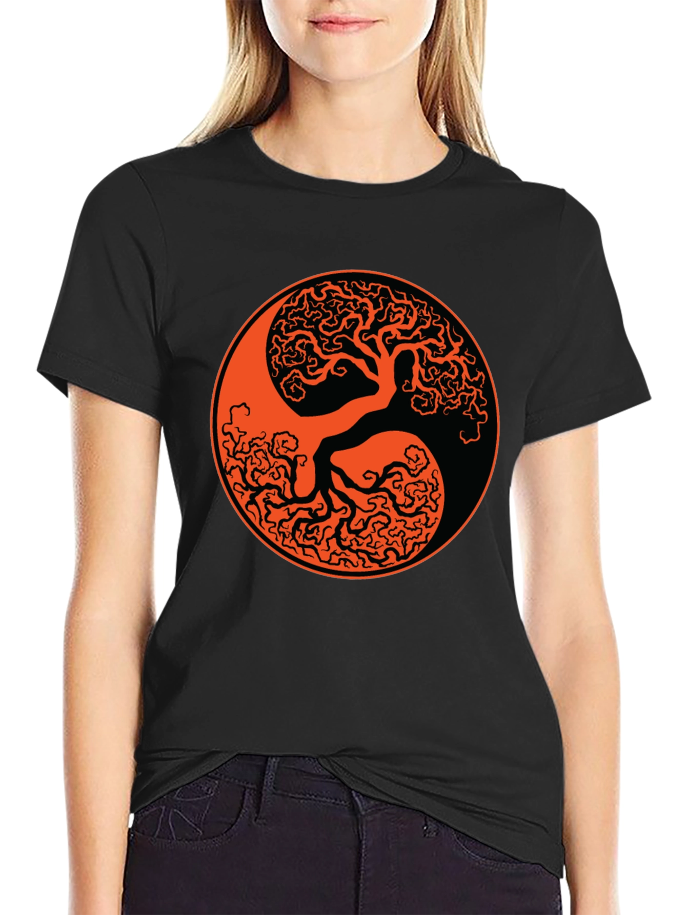 Yin Yang Tree Black T-Shirt