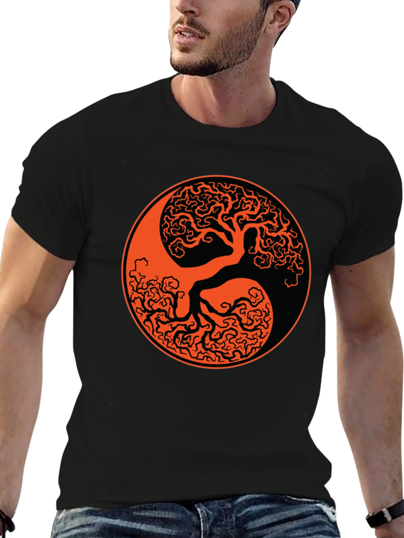 Yin Yang Tree Black T-Shirt
