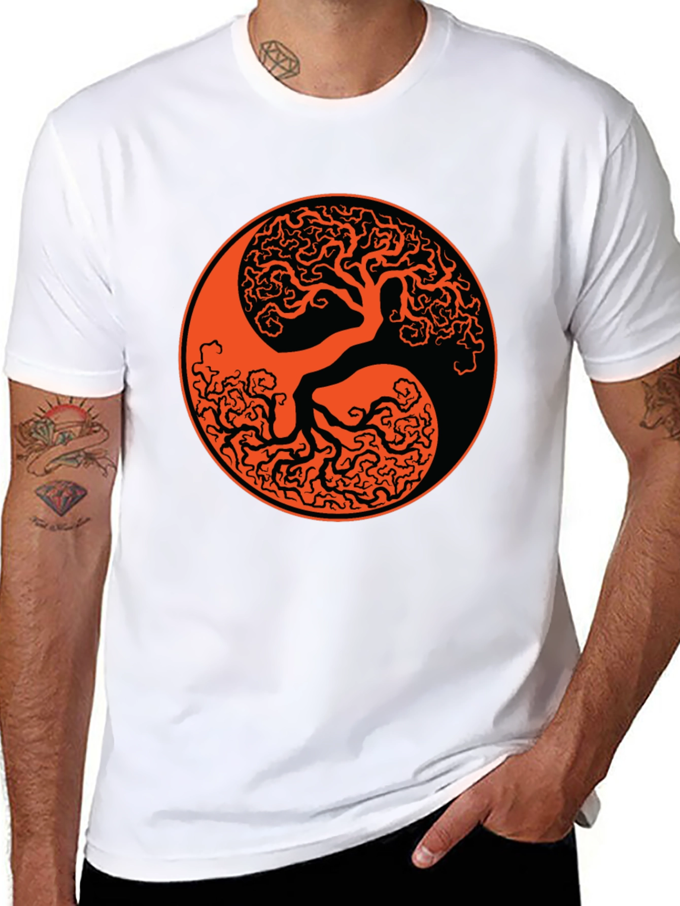 Yin Yang Tree Black T-Shirt
