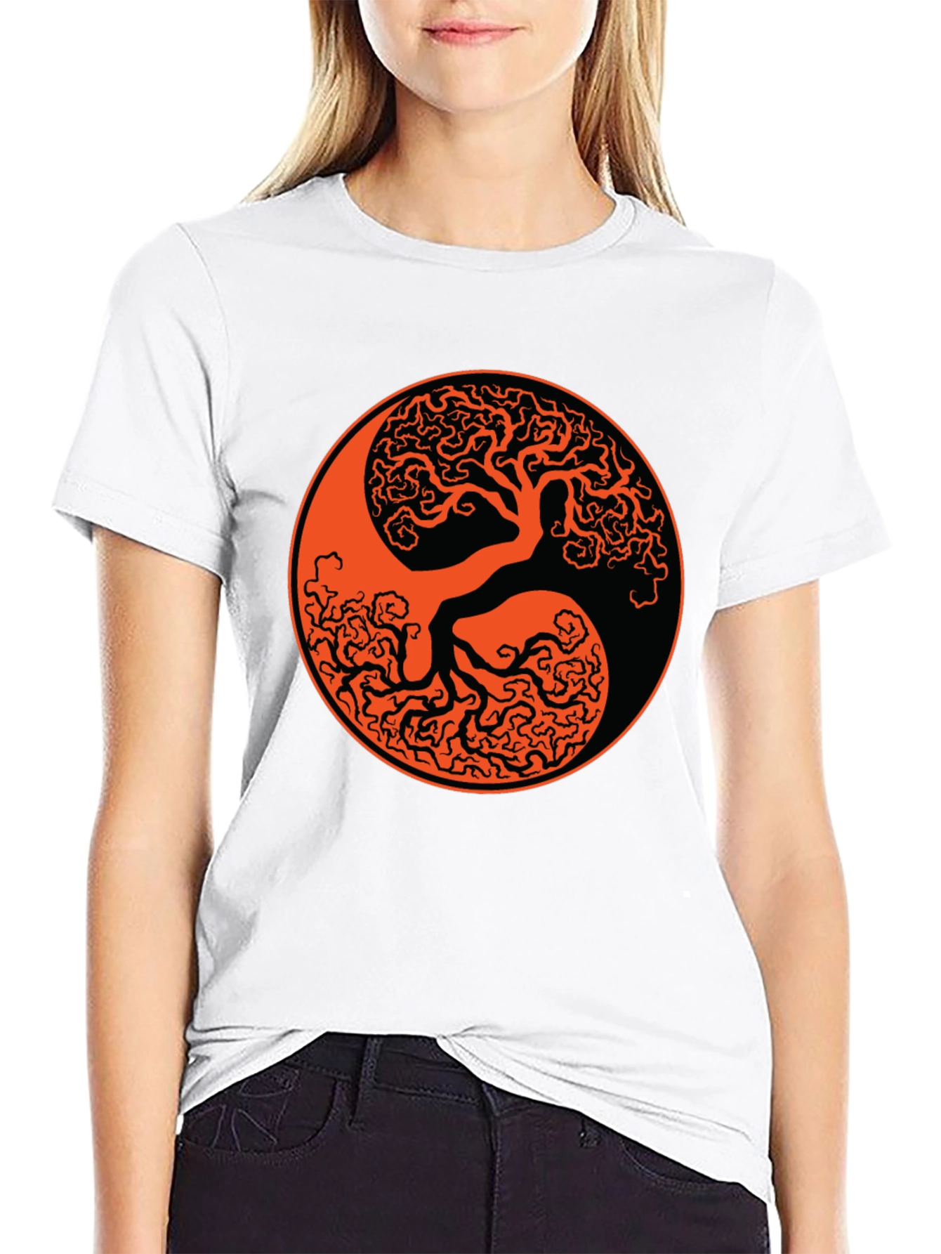 Yin Yang Tree Black T-Shirt