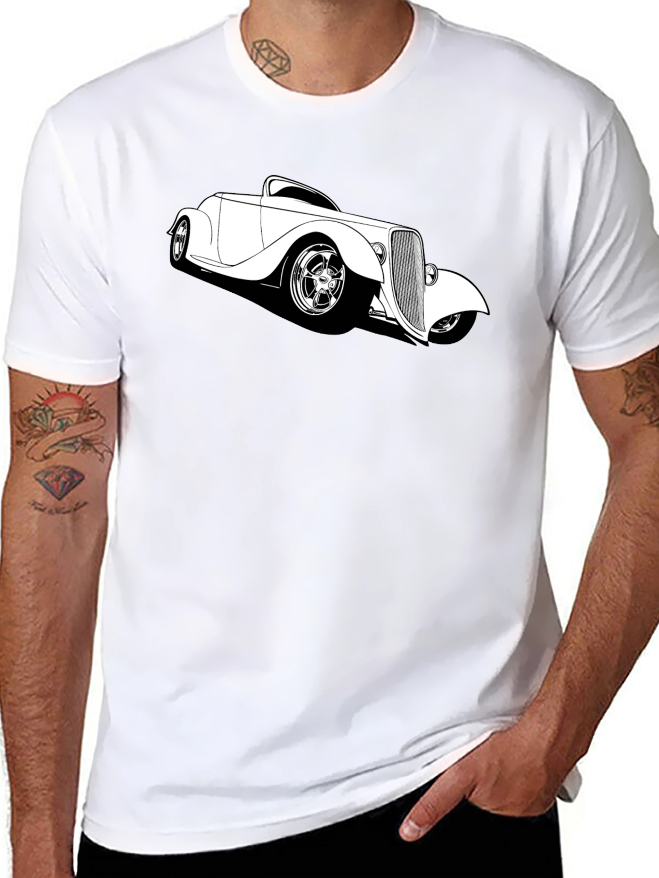 Classic Car T-Shirt - Black Cotton Tee