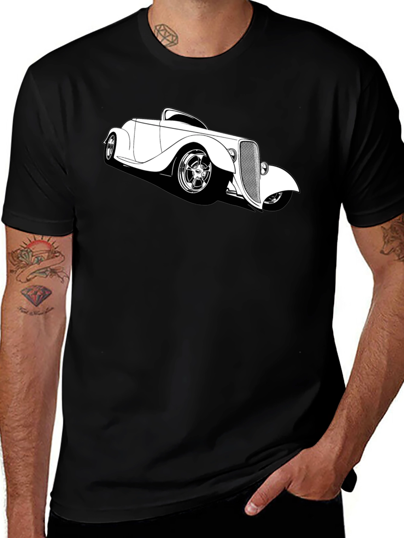 Classic Car T-Shirt - Black Cotton Tee