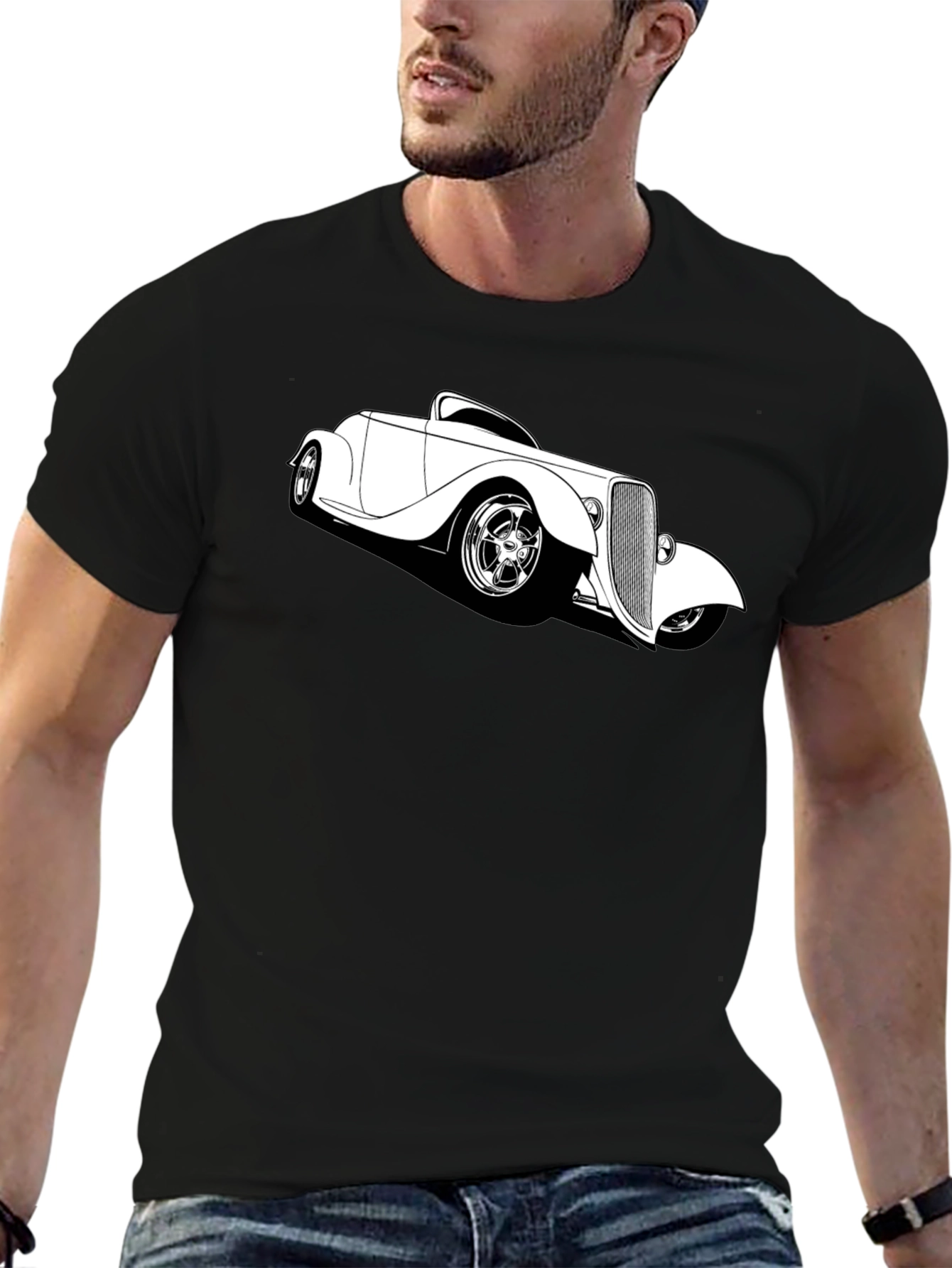 Classic Car T-Shirt - Black Cotton Tee