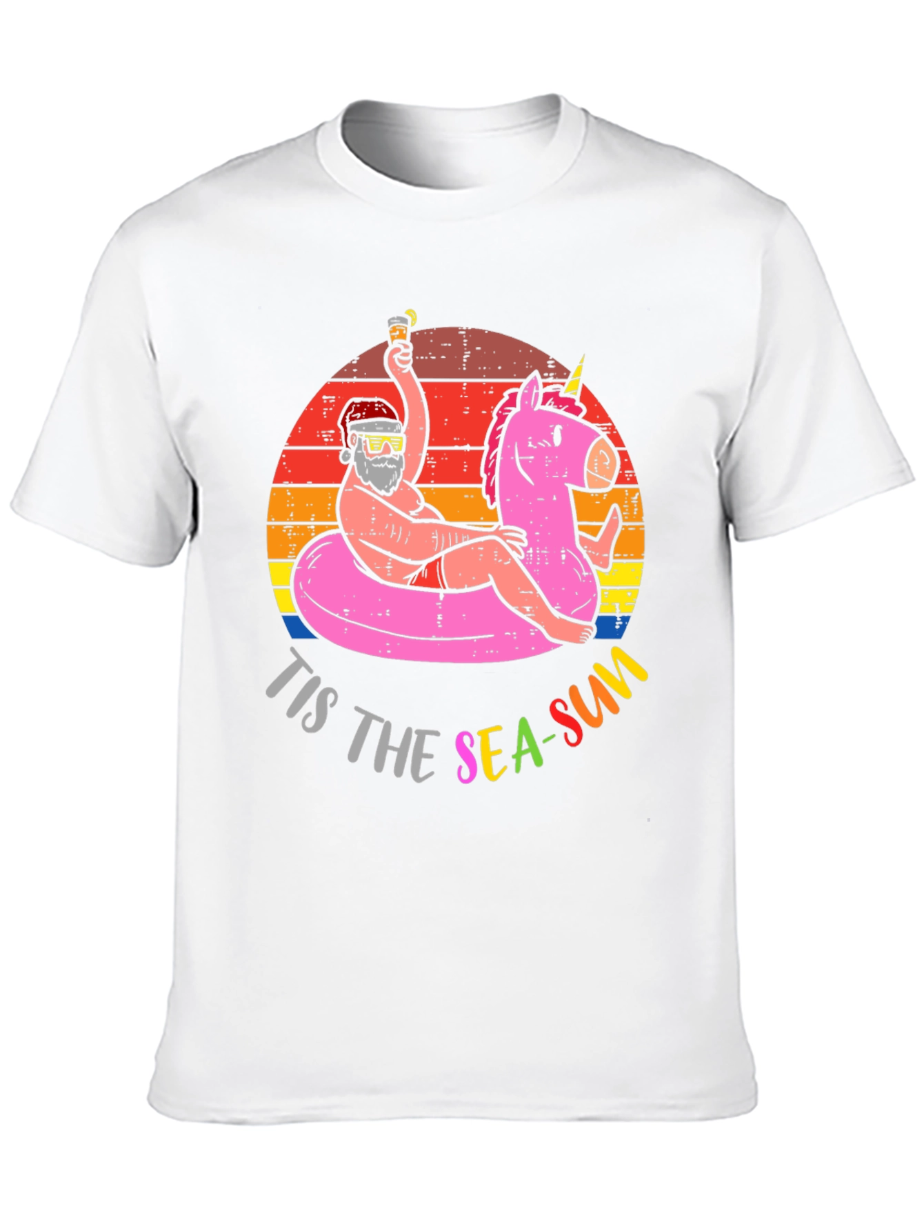 Tis The Sea-Sun Santa Unicorn T-Shirt