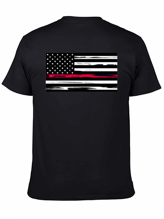 Thin Red Line Flag T-Shirt - Firefighter Support