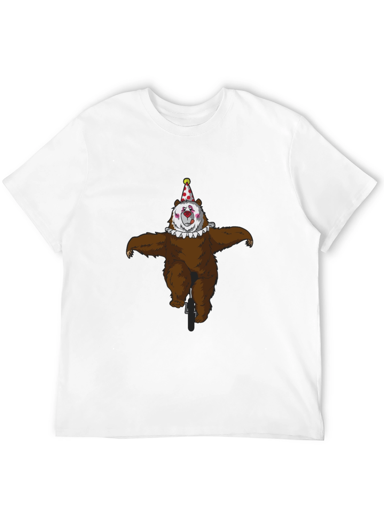 Clown Bear Unicycle Graphic T-Shirt