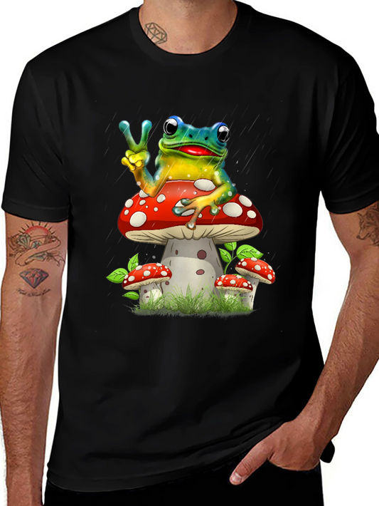 Psychedelic Frog on Mushroom T-Shirt - Peace & Funky Vibes