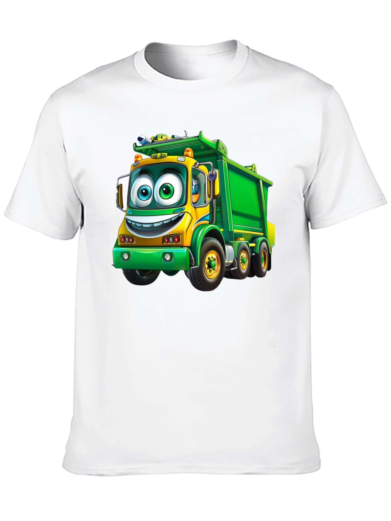 Cartoon Garbage Truck Graphic T-Shirt - Fun Design