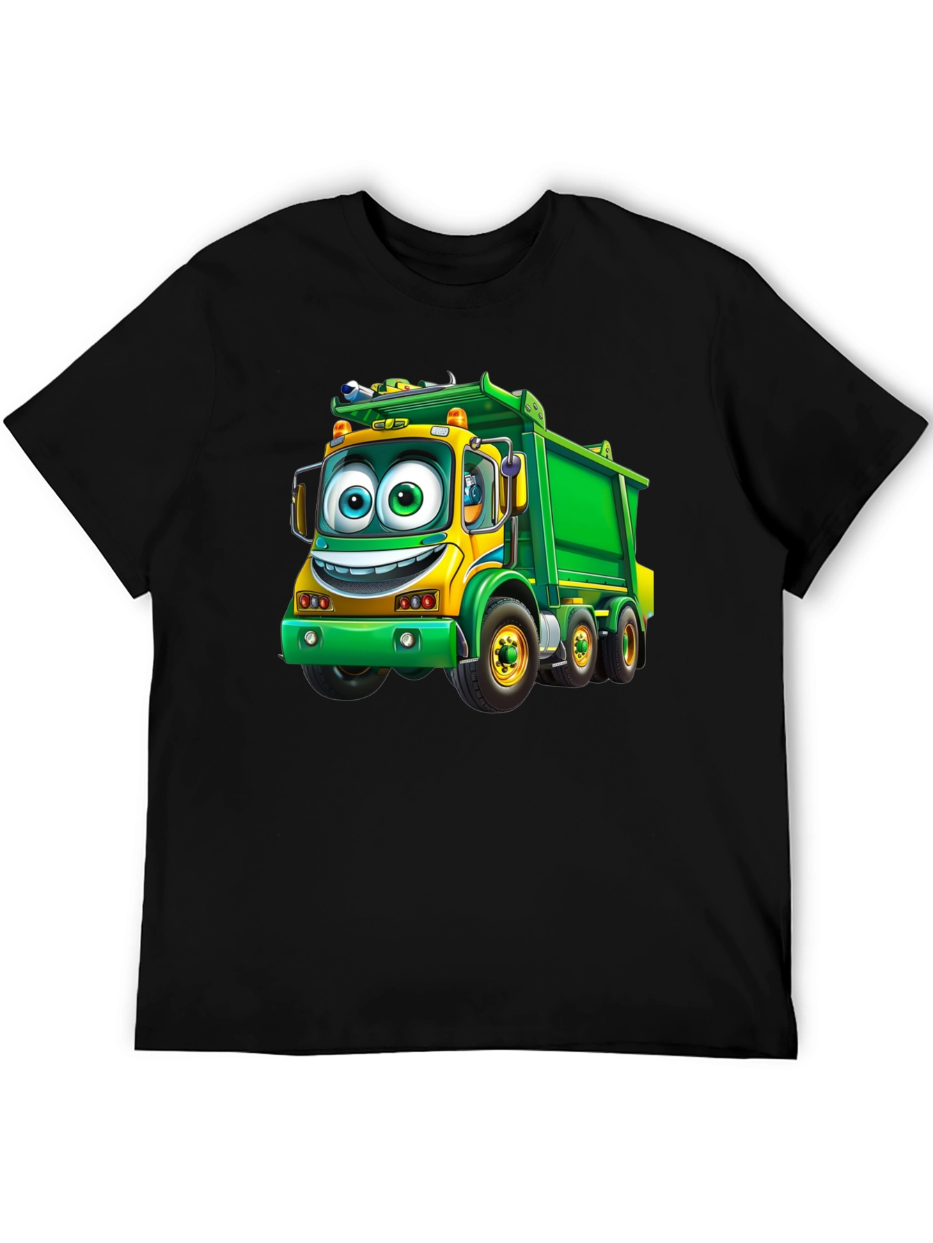 Cartoon Garbage Truck Graphic T-Shirt - Fun Design