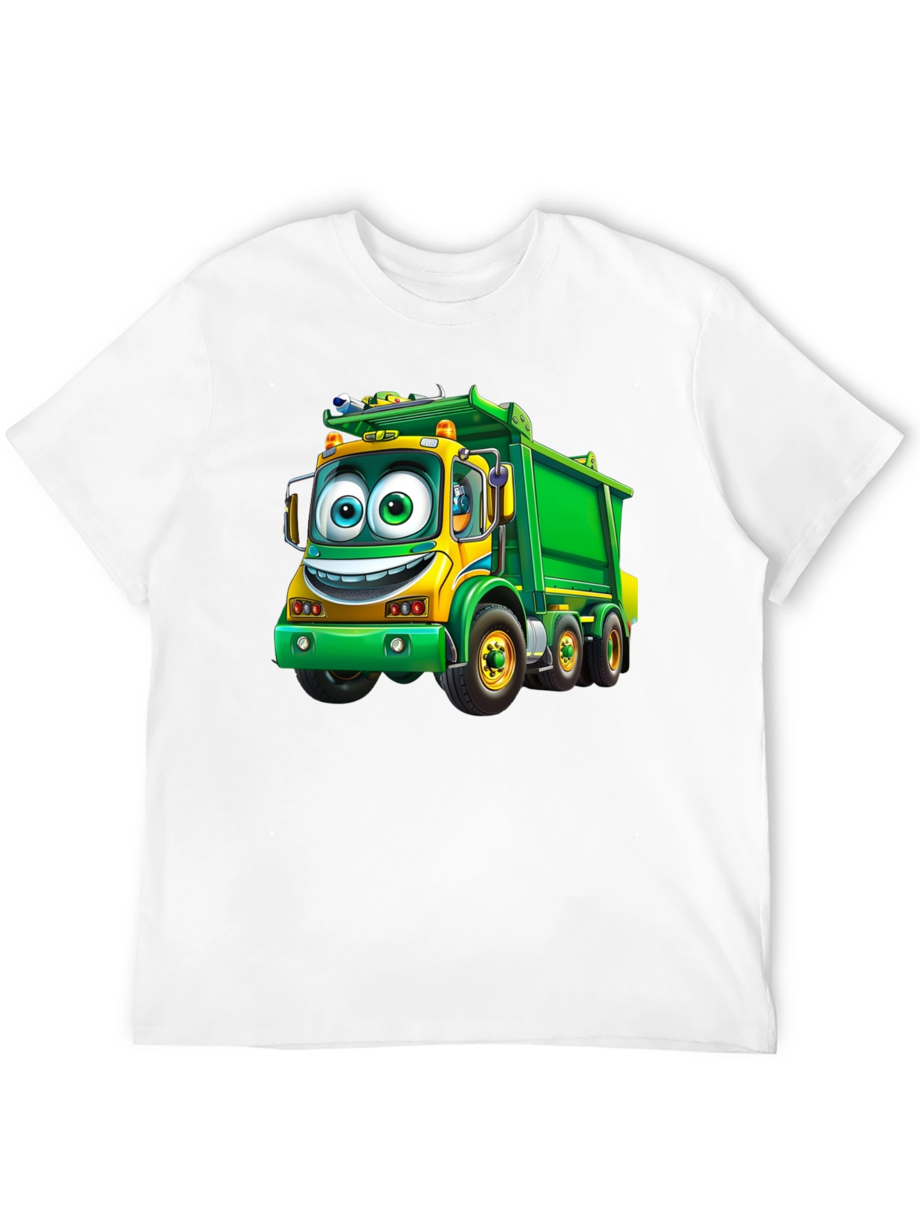 Cartoon Garbage Truck Graphic T-Shirt - Fun Design
