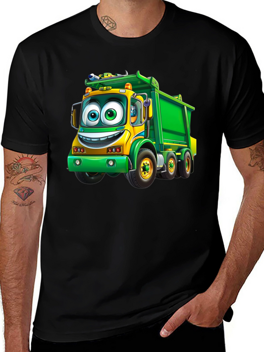 Cartoon Garbage Truck Graphic T-Shirt - Fun Design