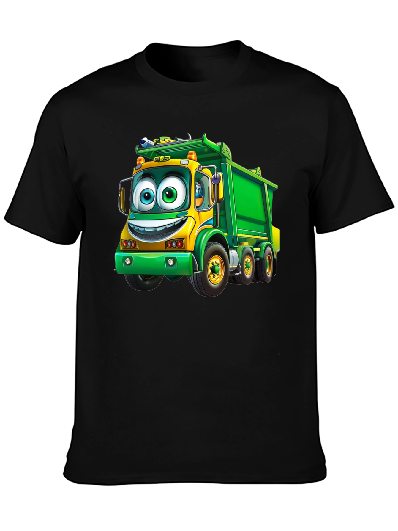 Cartoon Garbage Truck Graphic T-Shirt - Fun Design