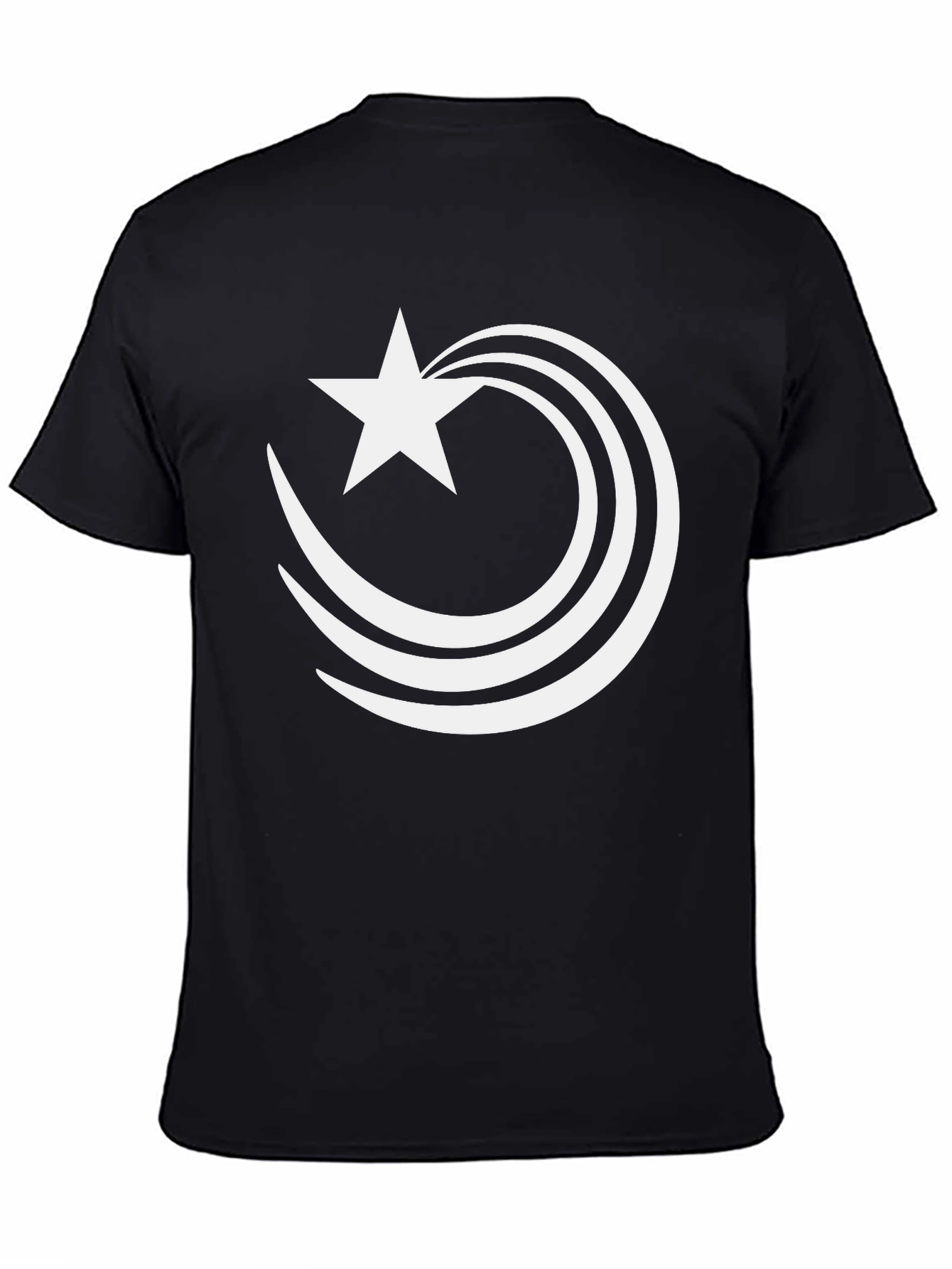Stylish Black T-Shirt with Star and Swish Design