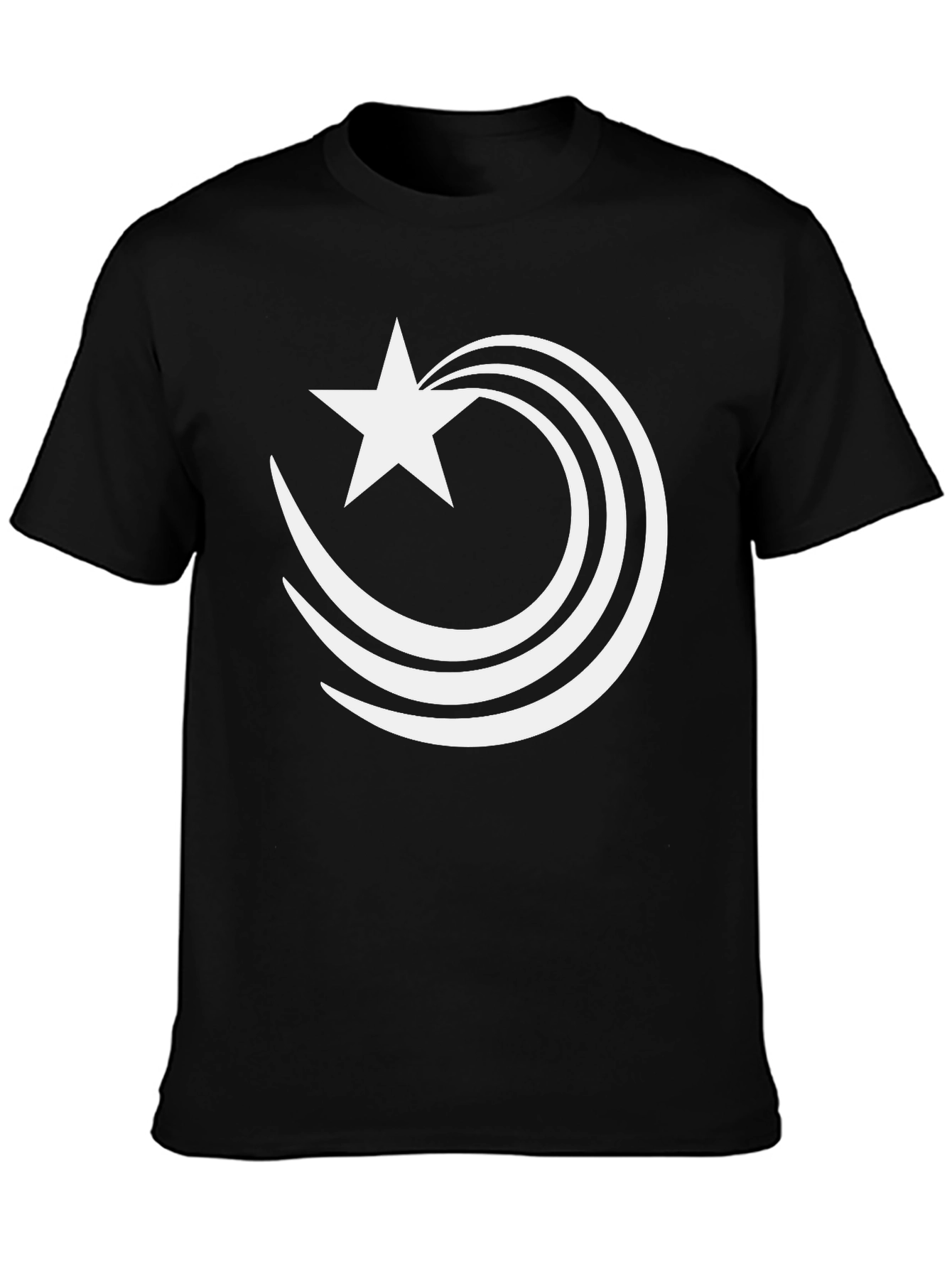 Stylish Black T-Shirt with Star and Swish Design