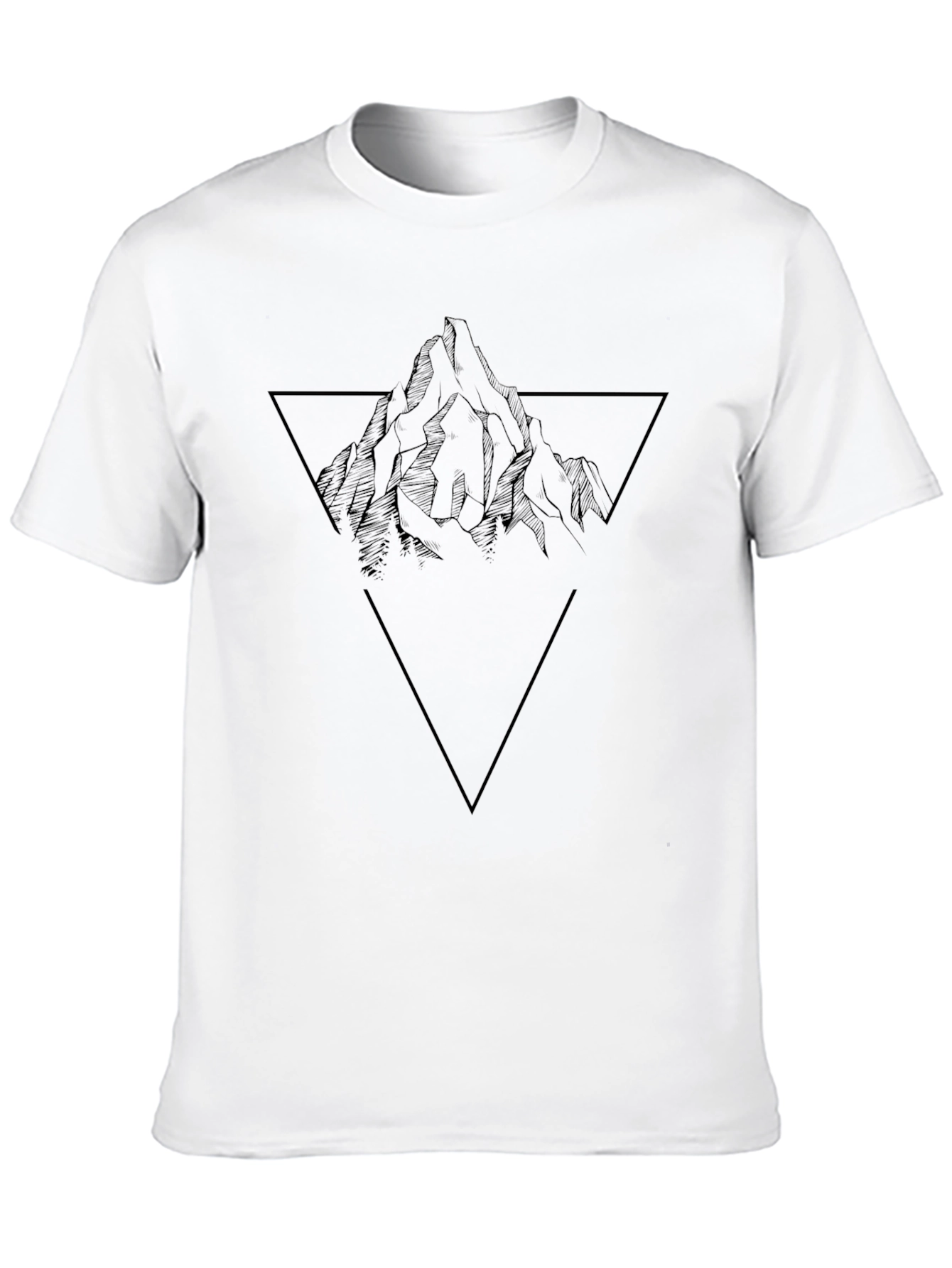 Geometric Mountain Graphic Tee - Black Cotton Blend