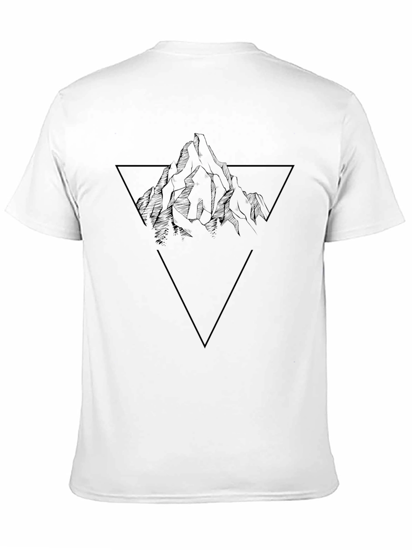 Geometric Mountain Graphic Tee - Black Cotton Blend