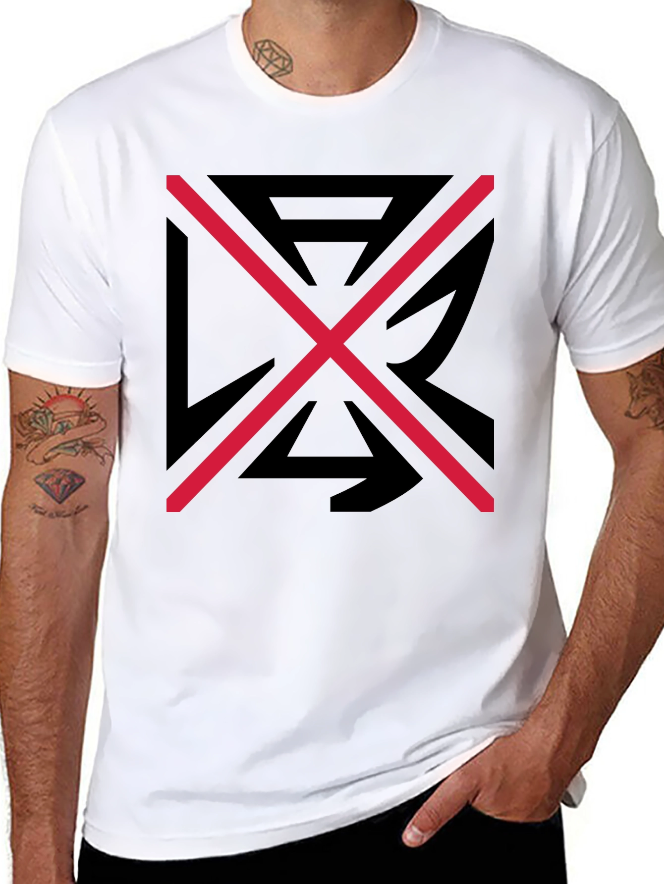Graphic Tee: Black Shirt with Red X Design