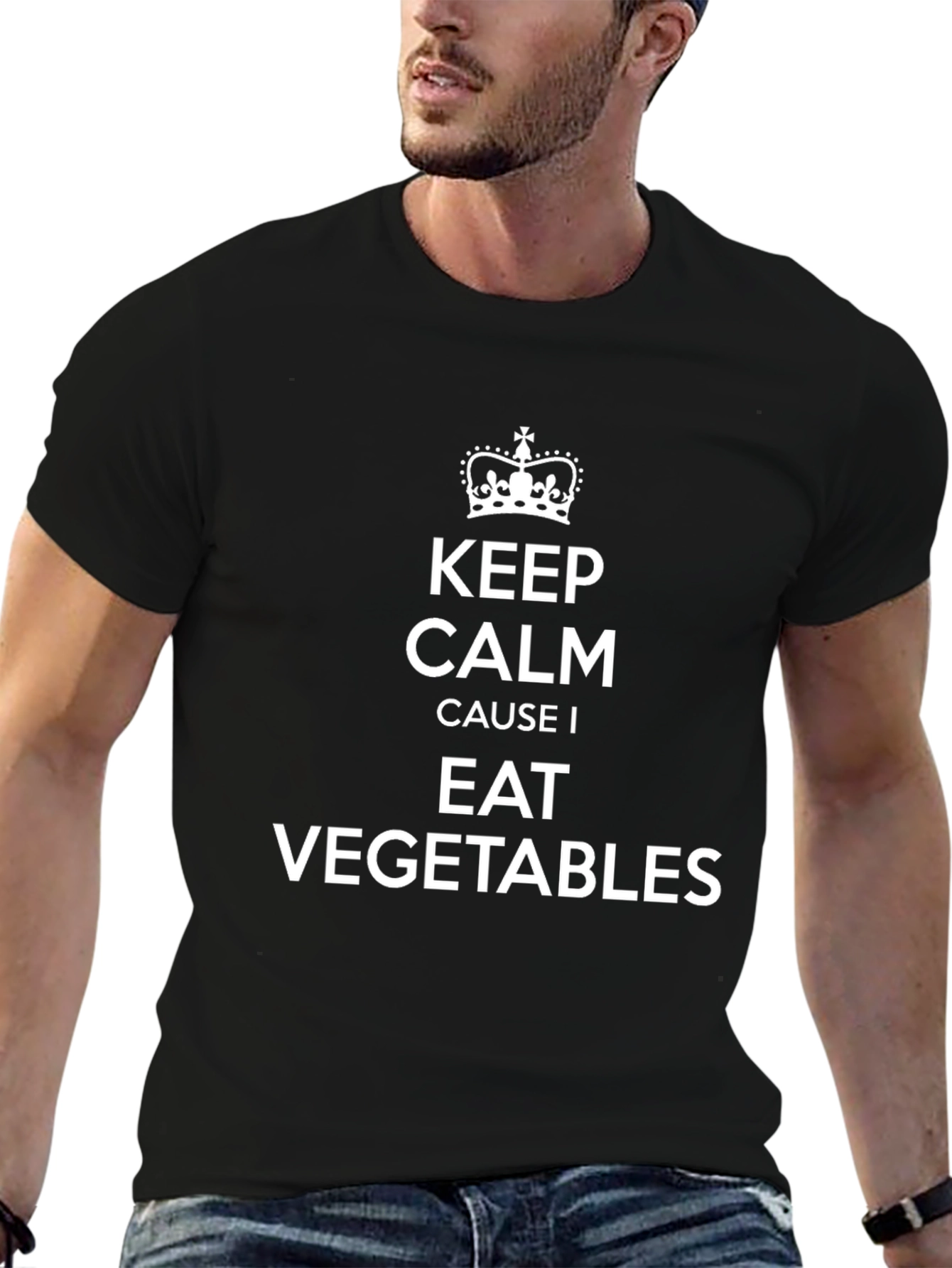Keep Calm Eat Vegetables Black T-Shirt