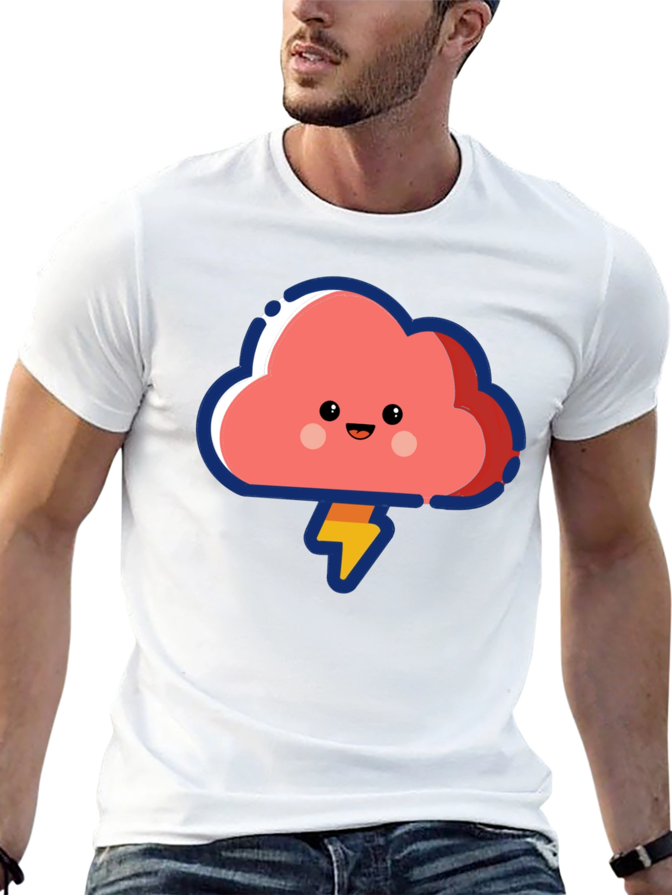 Cute Cloud Lightning Bolt Graphic T-Shirt