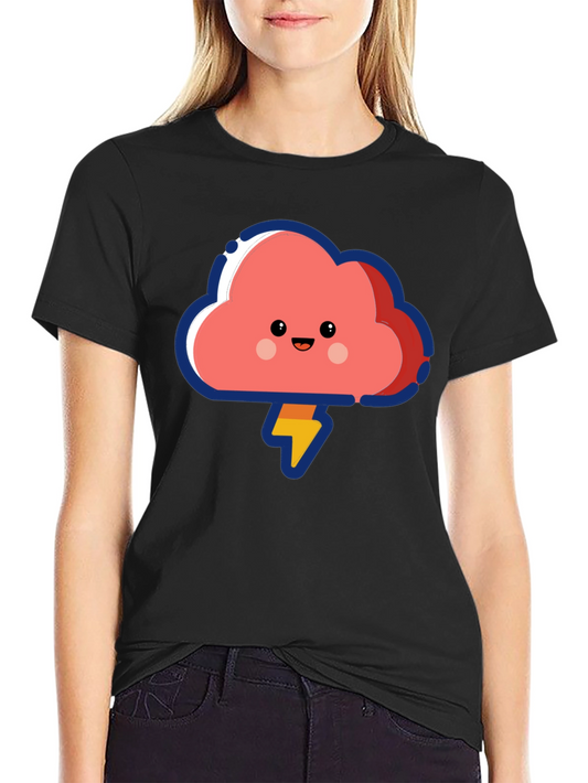 Cute Cloud Lightning Bolt Graphic T-Shirt