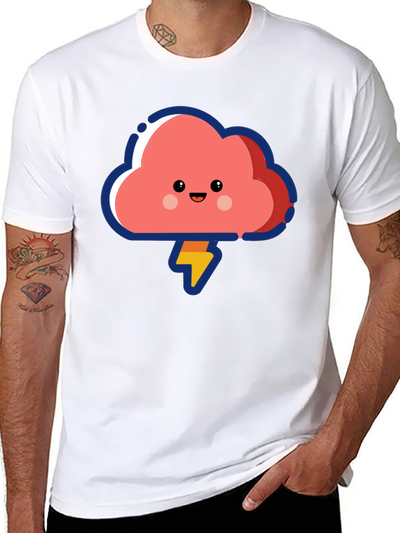Cute Cloud Lightning Bolt Graphic T-Shirt