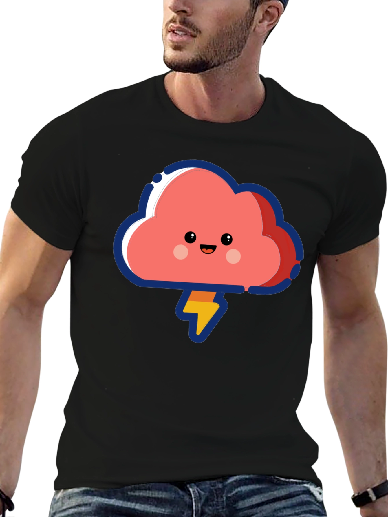 Cute Cloud Lightning Bolt Graphic T-Shirt