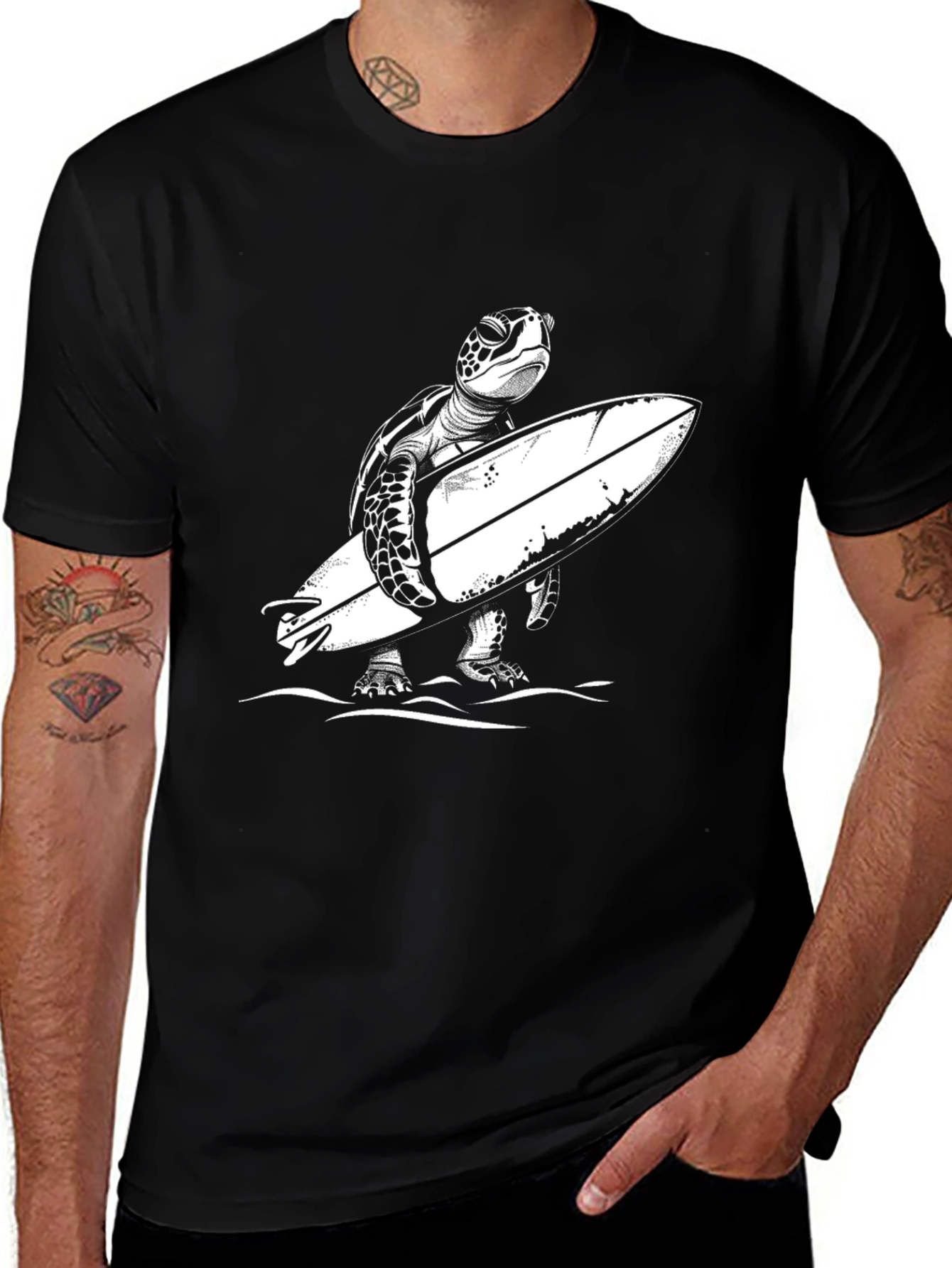 Surfing Turtle Graphic T-Shirt