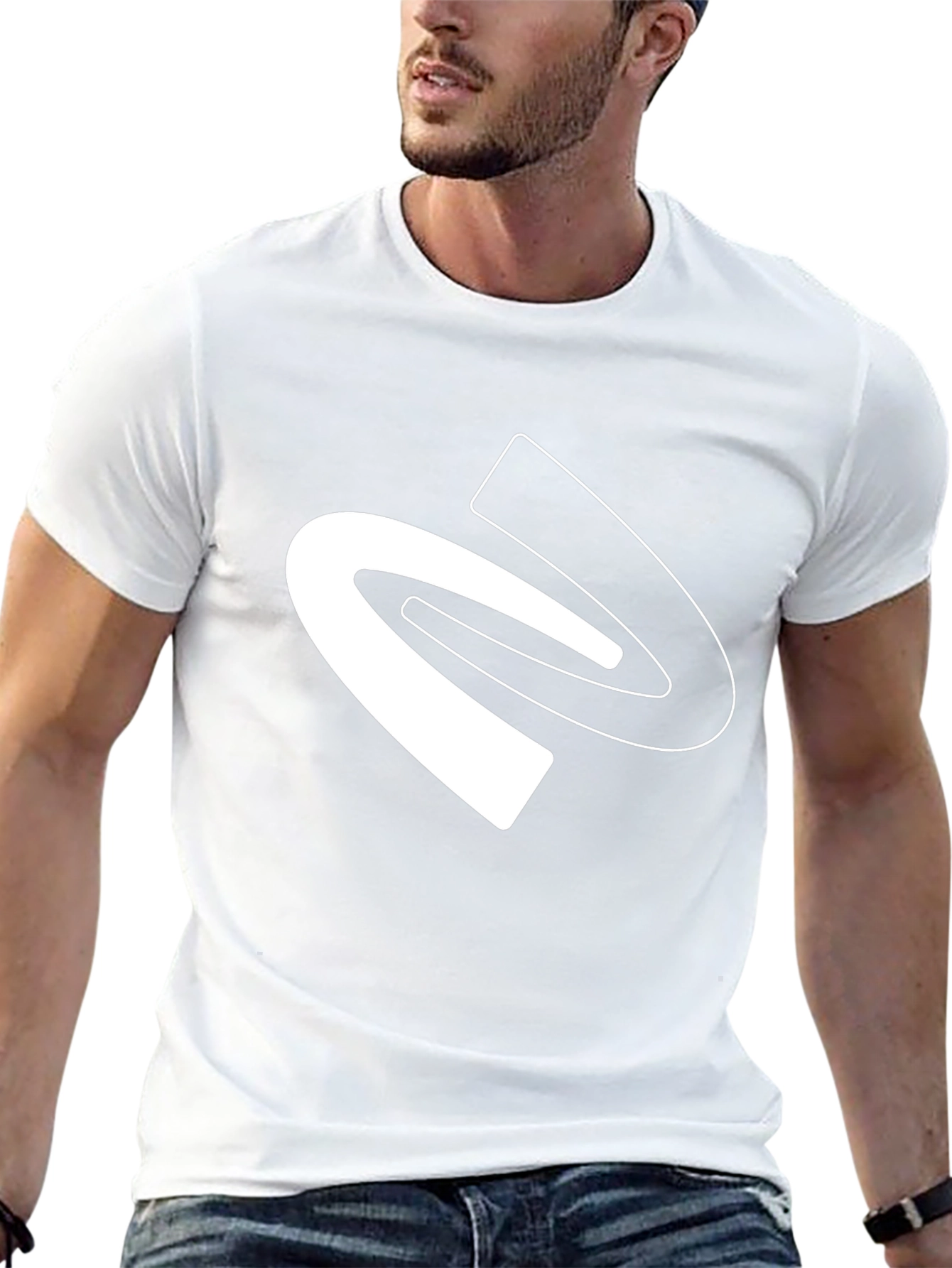 Modern Black T-Shirt with Abstract White Graphic