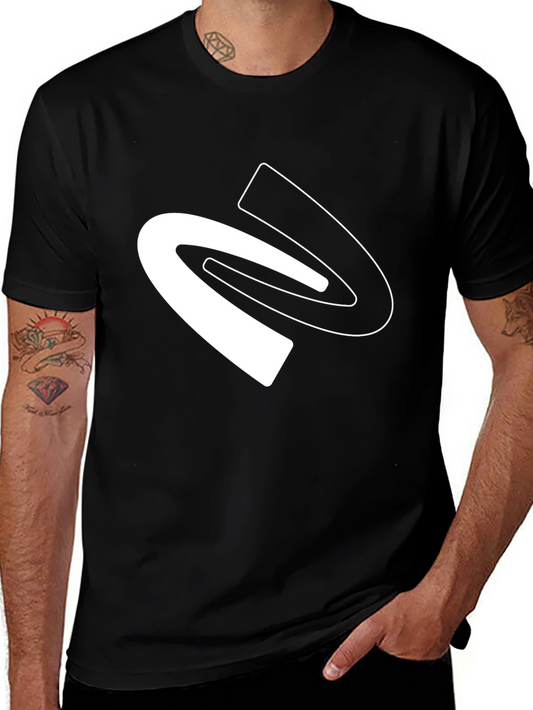 Modern Black T-Shirt with Abstract White Graphic