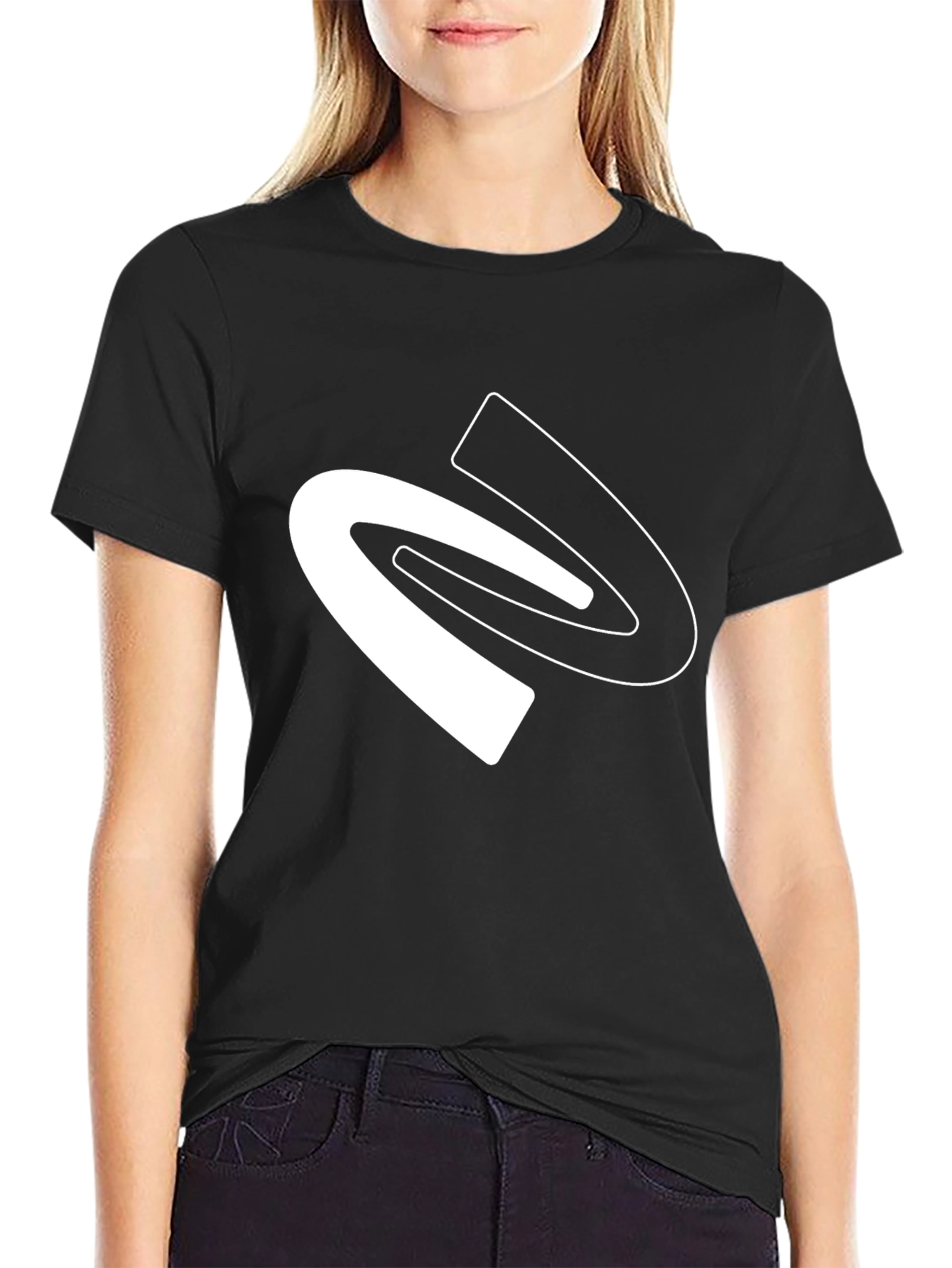 Modern Black T-Shirt with Abstract White Graphic