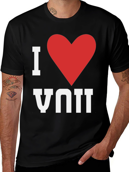 I Love You Heart Graphic T-Shirt - Black Casual Tee