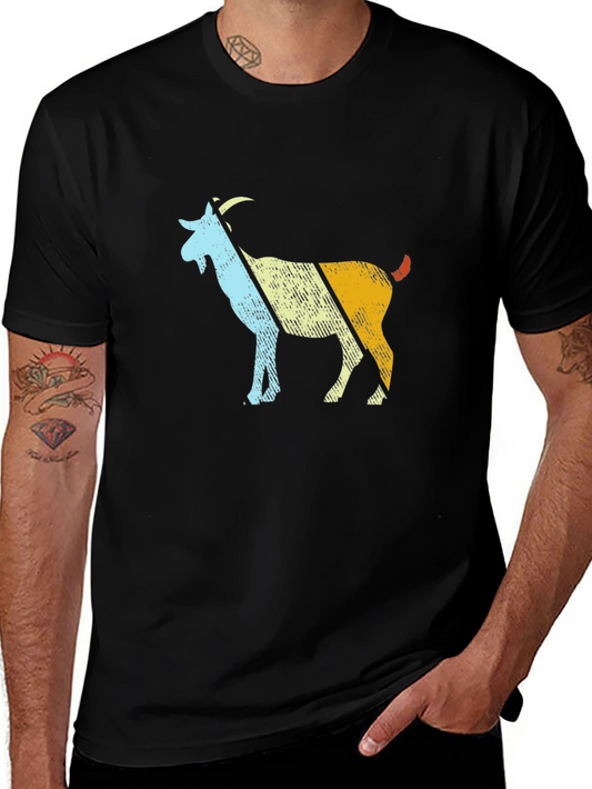 Retro Goat Graphic T-Shirt - Black