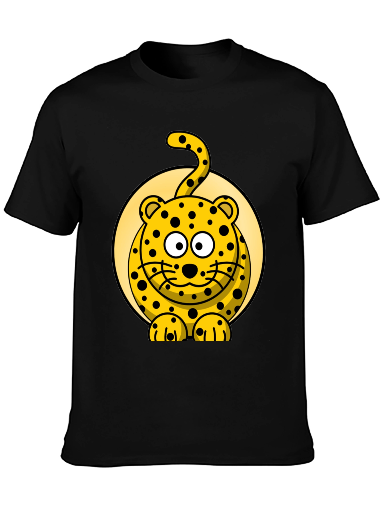 Cartoon Leopard Graphic Black T-Shirt