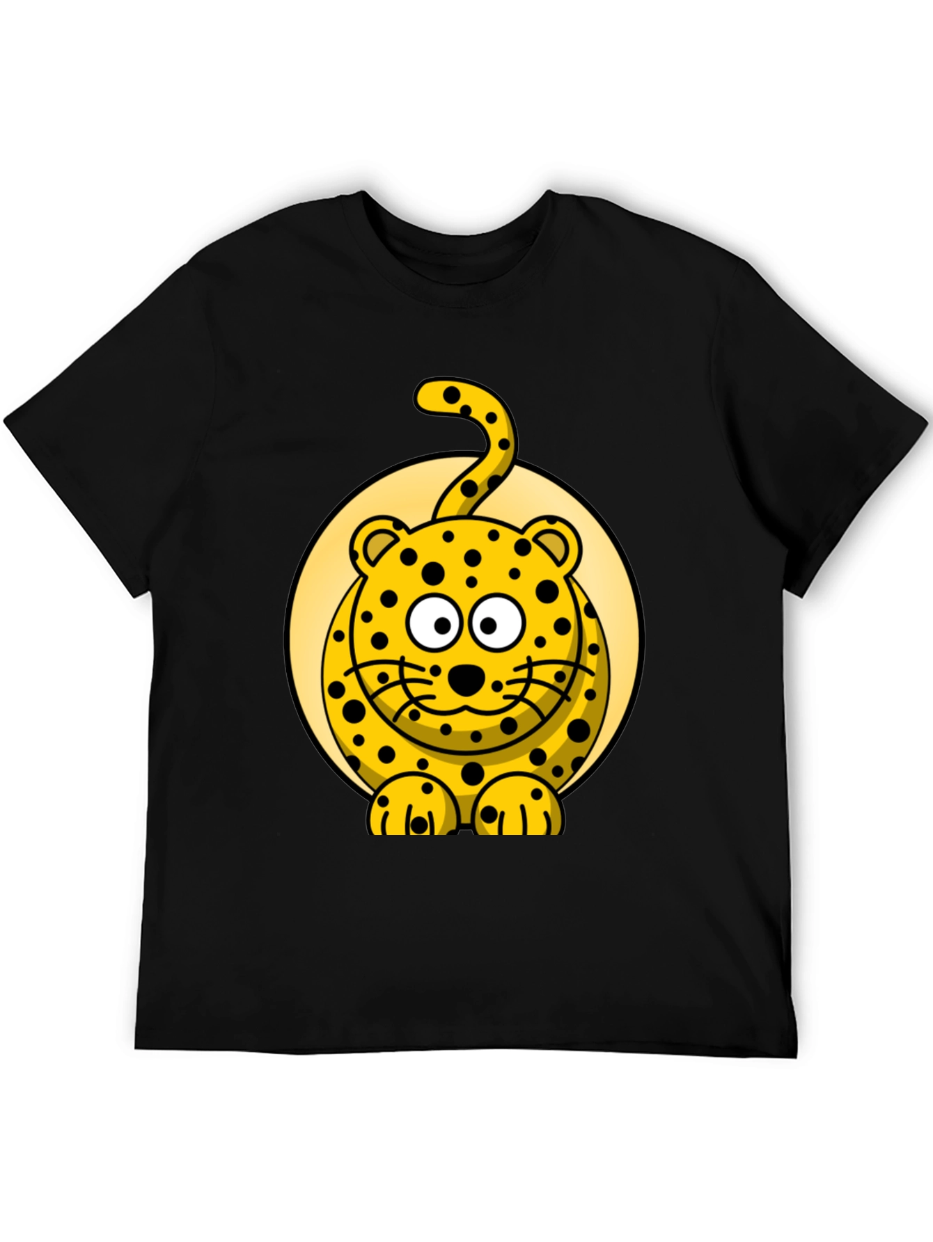 Cartoon Leopard Graphic Black T-Shirt