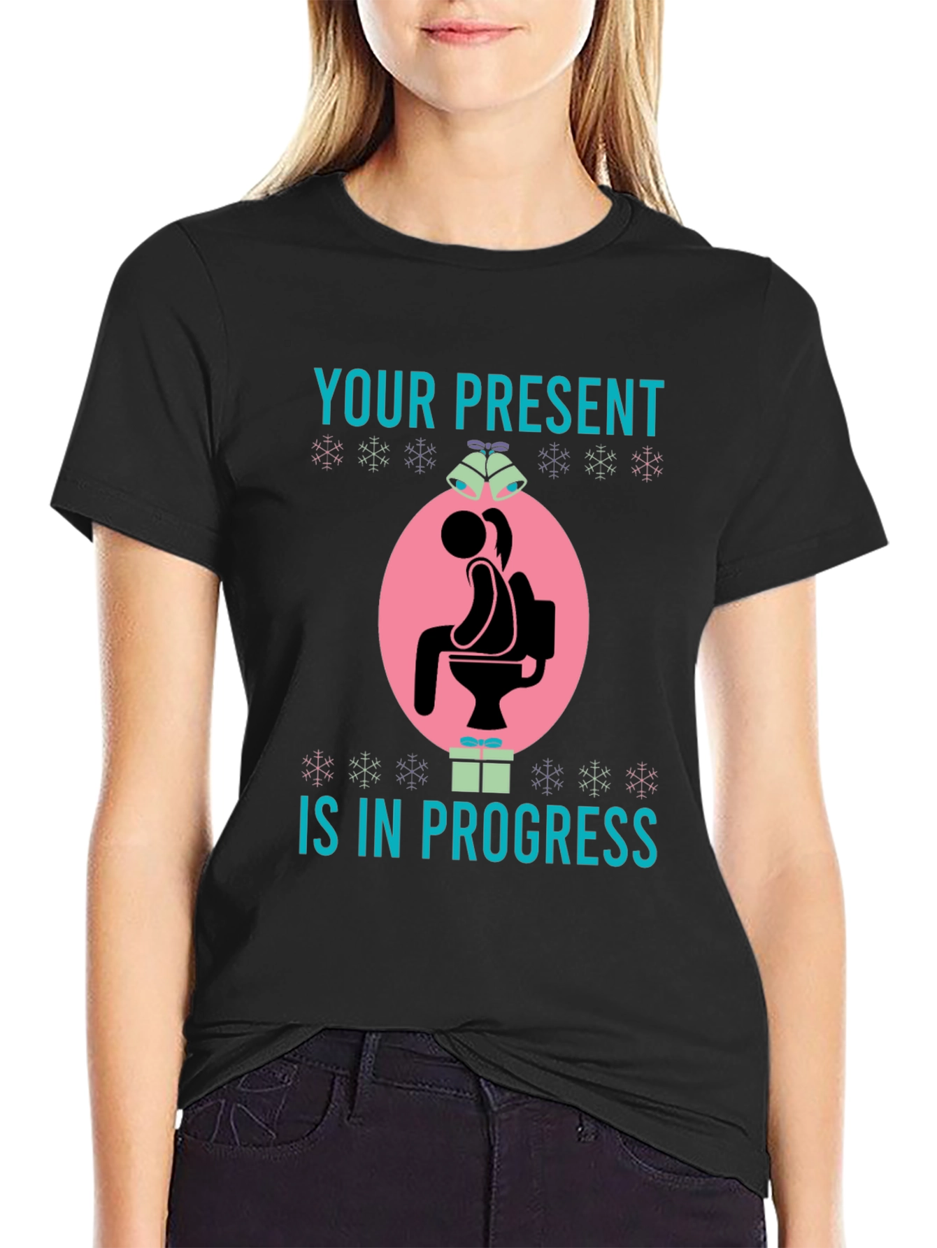 Humorous Present in Progress Christmas T-Shirt