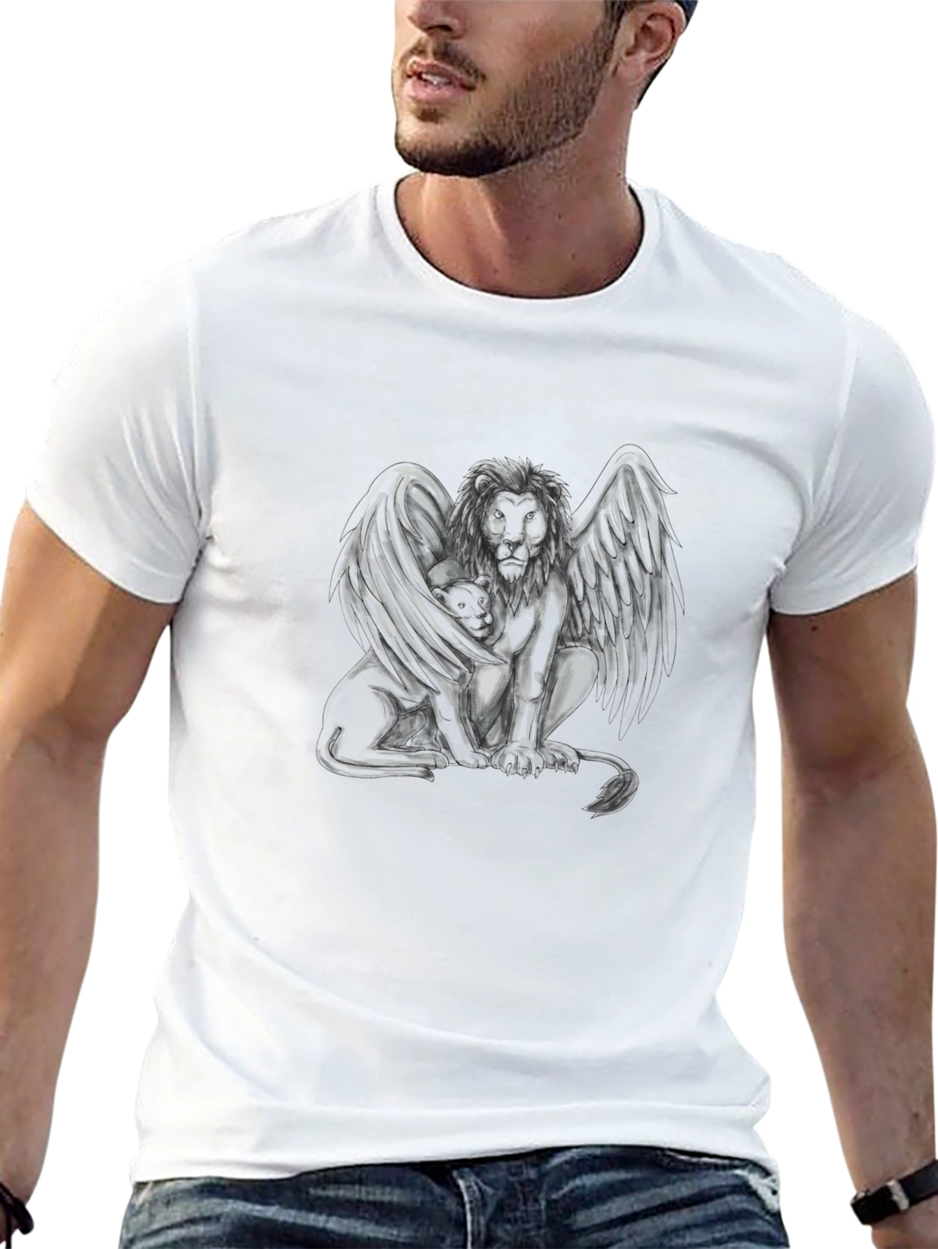 Winged Lion Graphic Black T-Shirt