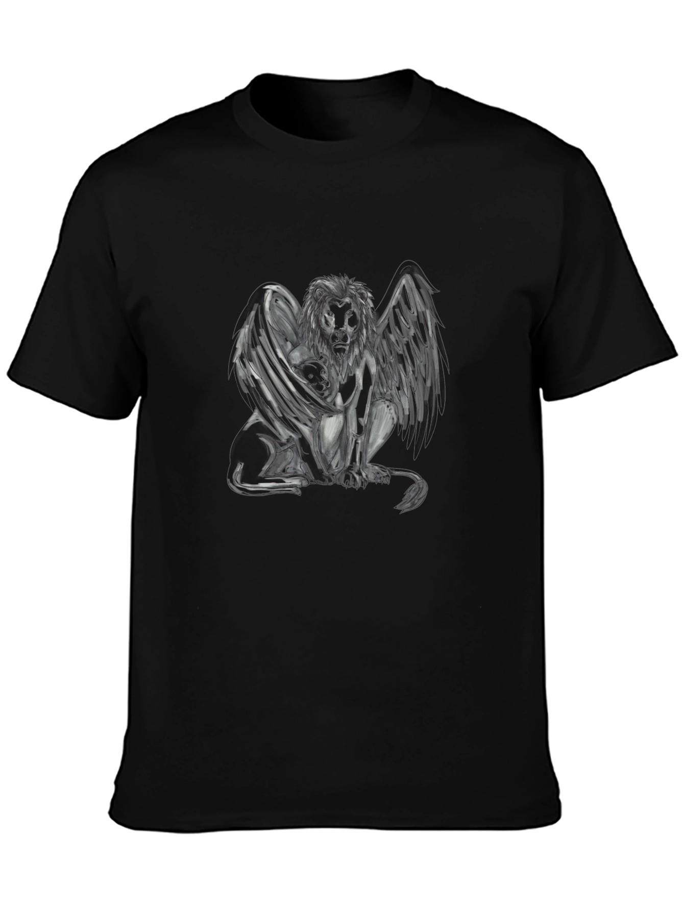 Winged Lion Graphic Black T-Shirt