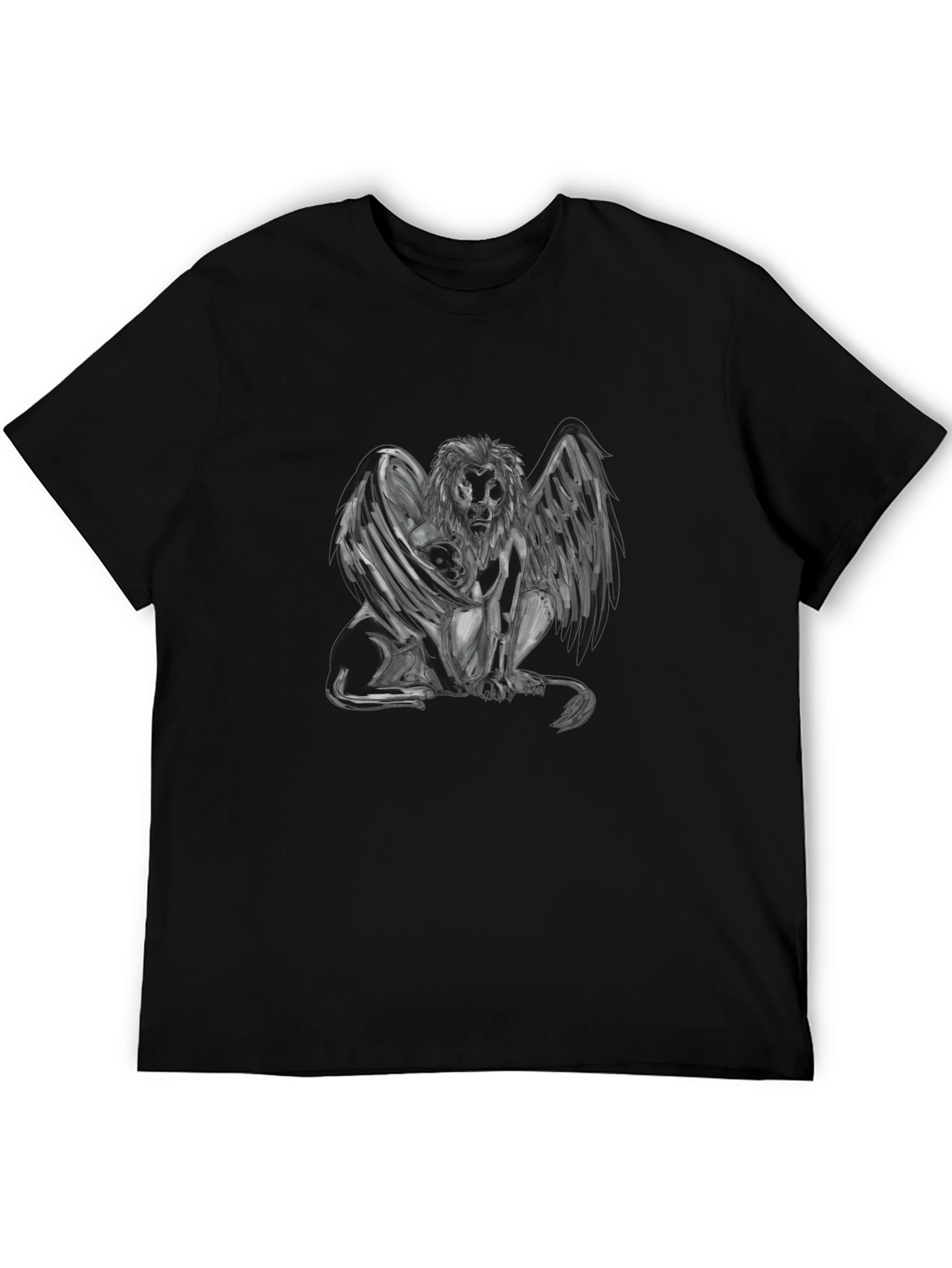 Winged Lion Graphic Black T-Shirt