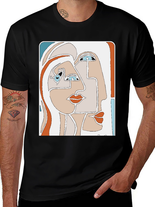 Abstract Faces Graphic T-Shirt - Modern Art Tee