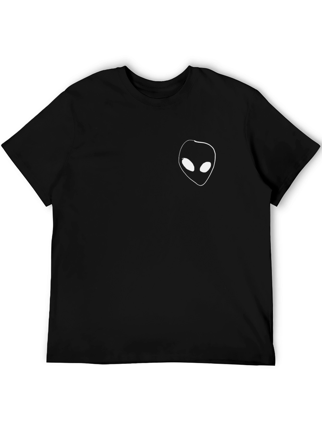 Black Alien Head Graphic Tee - Casual Style