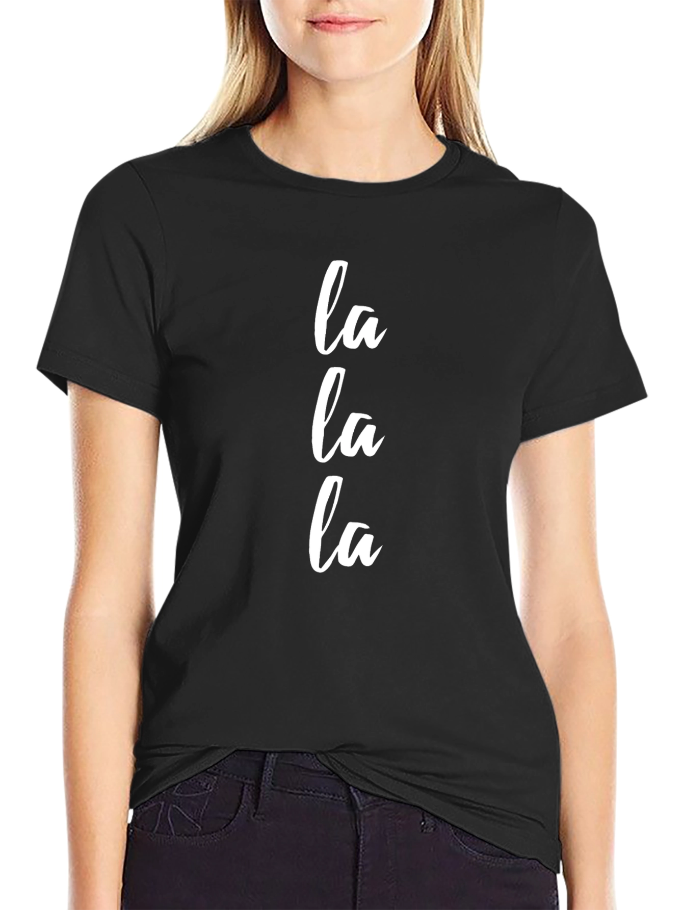 La La La T-Shirt - Casual Black Cotton Tee
