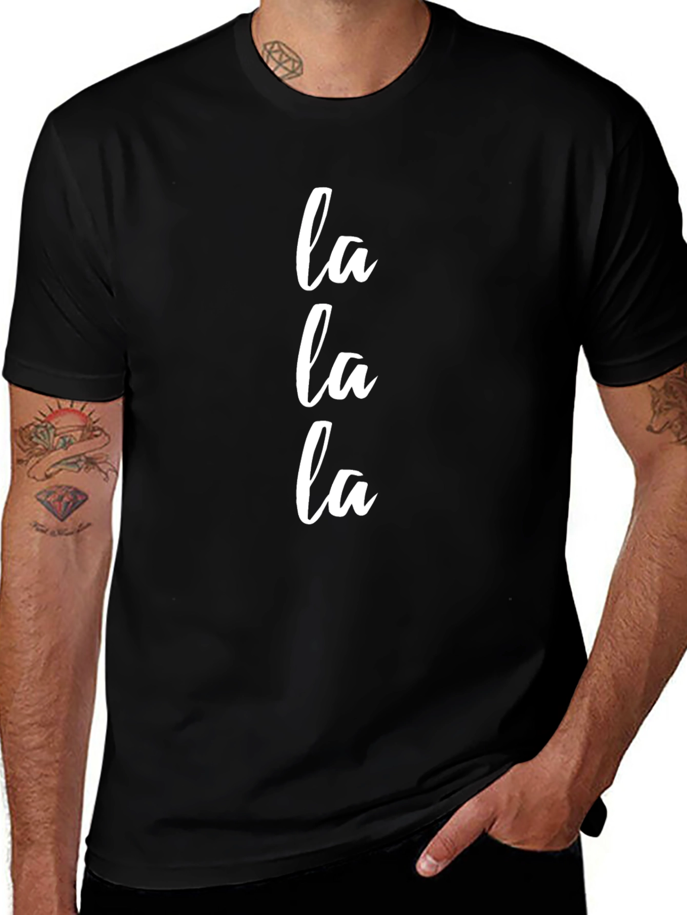 La La La T-Shirt - Casual Black Cotton Tee