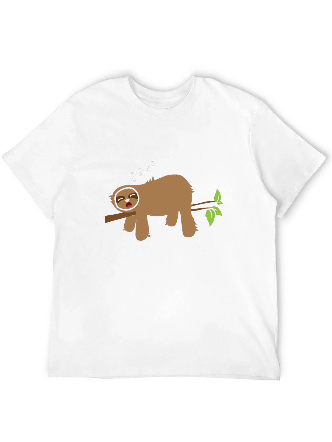 Sleeping Sloth on Branch Black T-Shirt