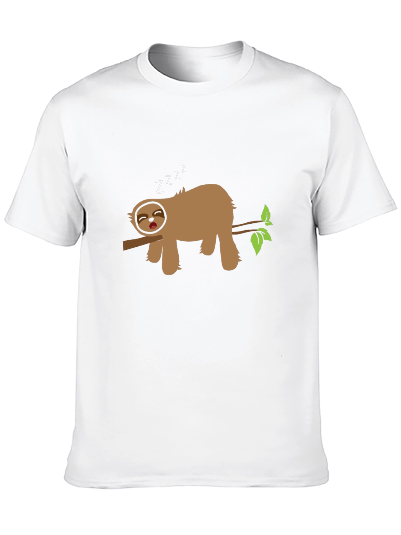 Sleeping Sloth on Branch Black T-Shirt